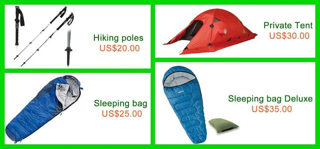 Cusco Trek camping equipment